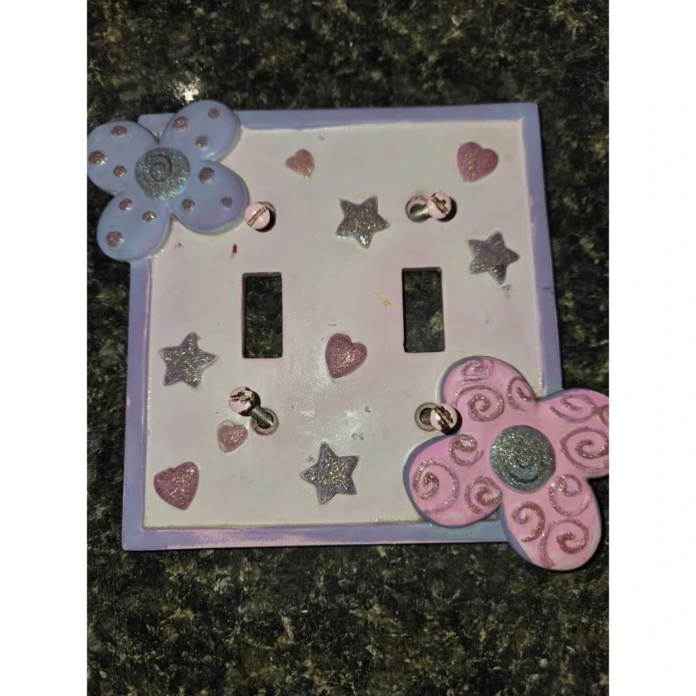 Borders Unlimited Ceramic Double Gang Toggle Switch‎ Plate Cover  w/ screws